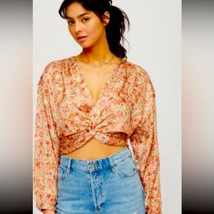 Dynamite satin feel blouse , floral . Size medium